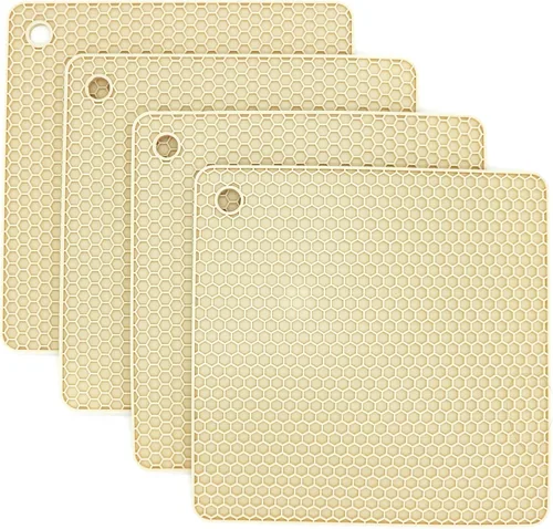 Miniatura 11 de Juego de 2 salvamanteles de silicona de 9 x 12 pulgadas, multiuso, antideslizantes, flexibles, duraderos, resistentes al calor, color rojo, verde