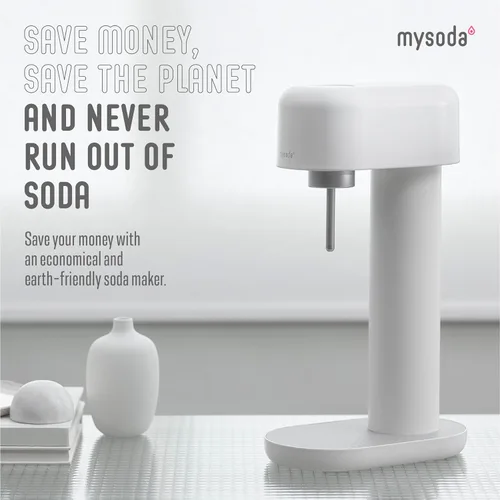 Miniatura 3 de Mysoda Ruby 2 - Máquina de agua carbonatada, silenciosa y duradera con botella de agua de 1 litro, sin cilindro de CO2, color blanco