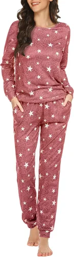 Miniatura 169 de Ekouaer Conjunto de pijama de manga larga para mujer, ropa de dormir suave con cuello redondo y bolsillos