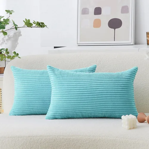 Miniatura 58 de Home Brilliant Fundas de almohada decorativas de terciopelo a rayas de 12 x 20 pulgadas, rectangular, 12 x 20 pulgadas, color azul marino