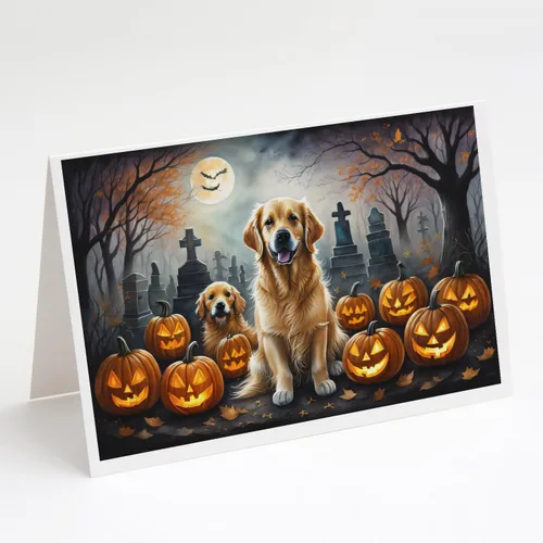 Miniatura 10 de Caroline's Treasures DAC2018GCA7P - Tarjetas de felicitación y sobres de Halloween espeluznantes de Border Collie, paquete de 8 tarjetas en blanco