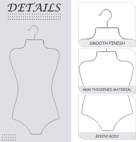 Miniatura 3 de Lounsweer Paquete de 20 perchas para traje de baño, para bikini, lencería de alambre, con forma de cuerpo completo, soporte de metal para brasieres