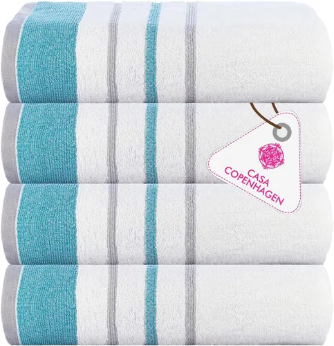 Miniatura 138 de CASA COPENHAGEN Juego de 6 toallas de palomitas de maíz, color azul polvoriento, 21.16 oz/m², 2 toallas de baño, 2 toallas de mano y 2 toallas