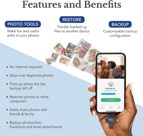 Miniatura 3 de Picture Keeper Connect para iPhone, Android, USB-C, PC y Mac - USB de 128GB para copia de seguridad de fotos, videos, contactos, copia de seguridad