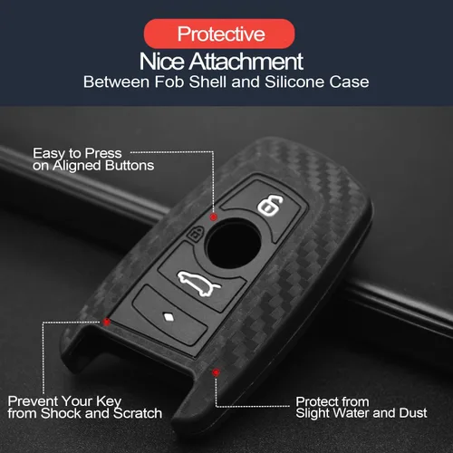 Miniatura 4 de 2 piezas Compatible con BMW X4 X5 X1 X3 X6 3 5 7 Series M1 M2 M3 M5 335 328 535 650 740 F05 F10 F20 F30 Funda para llavero con aspecto de fibra