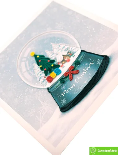 Miniatura 3 de Globo de nieve de Navidad, tarjeta de Navidad con filigrana - Arte único dedicado hecho a mano, tarjeta de felicitación de diseño para toda ocasión