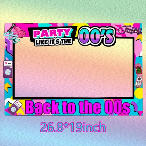 Miniatura 3 de JeVenis Regreso a los años 00 Fiesta Photo Booth Props Marco Back to 00s Fiesta Decoración Temprano 2000s tema Hip Hop tema telón de fondo Hip Hop