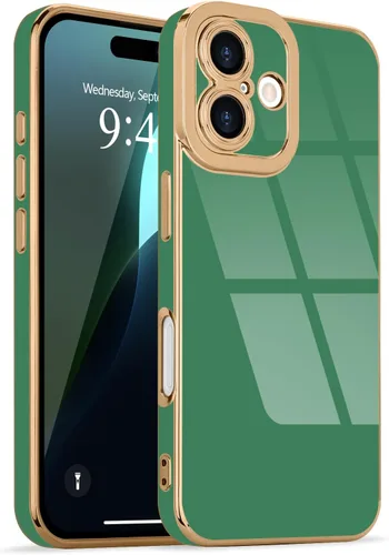 Miniatura 55 de Lafunda Diseñada para iPhone 13 Pro, fundas lujosas con chapado lindo para mujeres y niñas, elegante borde dorado, a prueba de golpes, TPU con funda