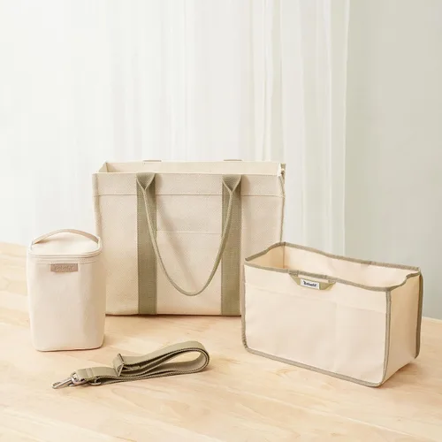 Miniatura 5 de Bebefit Bolsa de pañales con bolsa organizadora y bolsa aislada para mamá y papá material de espiga 12 bolsillos