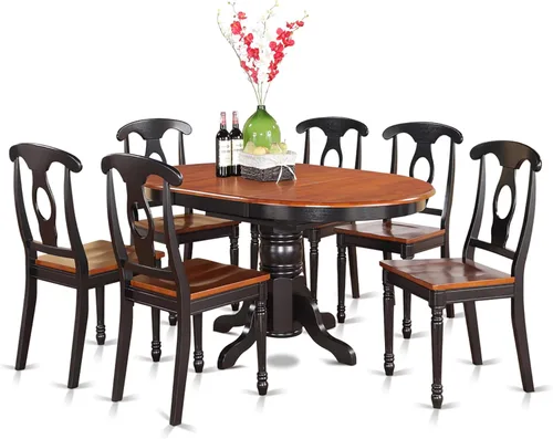Miniatura 12 de East West Furniture KENL5-BLK-LC - Juego de mesa y sillas de cocina de 5 piezas, incluye una mesa de comedor ovalada con hoja de mariposa y 4 sillas