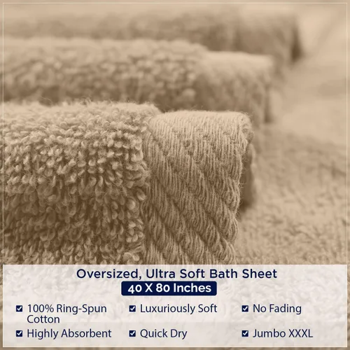 Miniatura 207 de DAN RIVER Paquete de 2 sábanas de baño de 35x70 pulgadas, sábanas de baño jumbo acanaladas para adultos, toallas grandes gruesas y absorbentes