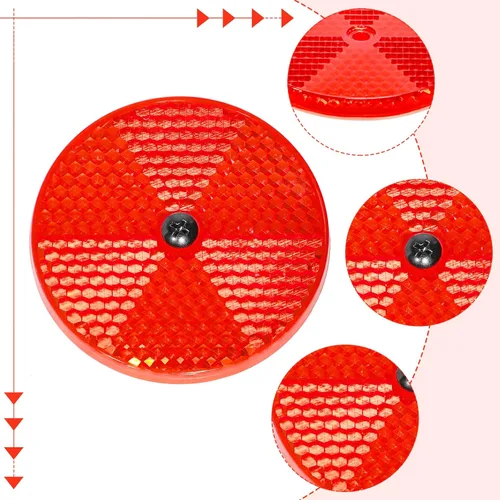 Miniatura 4 de Tallew Paquete de 10 Reflectores Redondos Delanteros para Entrada de Vehículos, Cerca, Postes de Puerta, Remolques, Seguridad, Automóviles, Barcos
