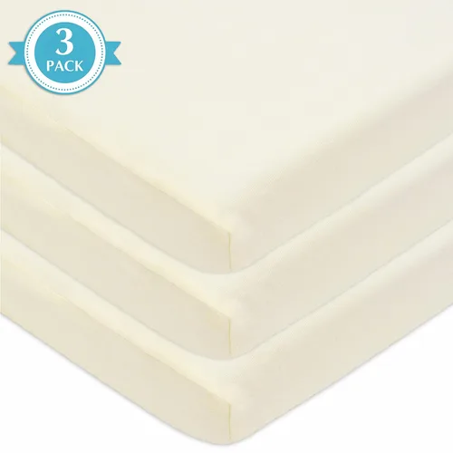 Miniatura 5 de American Baby Company Paquete de 3 sábanas bajeras para cuna, 100% algodón natural, 38 x 24 pulgadas, suaves y transpirables, portátiles para Beige