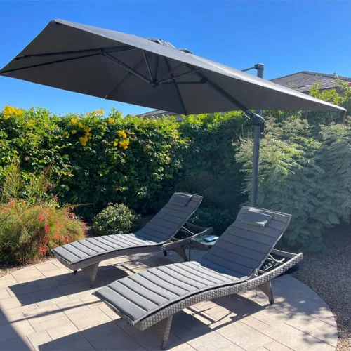 Miniatura 10 de PURPLE LEAF Sombrilla de Patio de 8 Pies para Exteriores Sombrilla Cantilever Cuadrada de Aluminio Sombrilla Offset con Rotación de 360 Grados