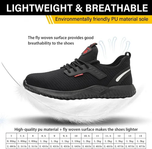 Miniatura 5 de ulogu Zapatos de punta de acero impermeables para hombre ligeros antideslizantes cómodos a prueba de pinchazos zapatos de trabajo indestructibles