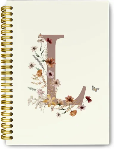Miniatura 17 de Cuadernos de diario personalizados con letra inicial floral A, cuadernos vintage femeninos de tapa dura en espiral para la escuela, regalos