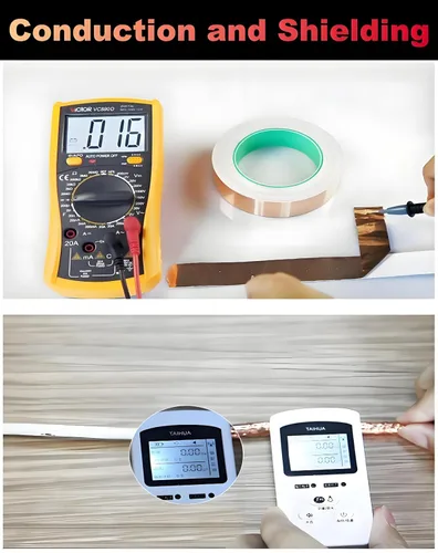 Miniatura 4 de Cinta adhesiva de cobre de 1 pulgada x 50 pies, cinta adhesiva de lámina metálica doble conductora para blindaje EMI/RFI, manualidades de bricolaje