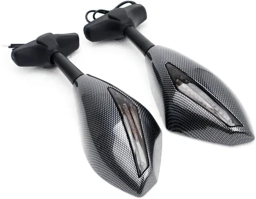 Miniatura 9 de Yibid Espejos laterales integrados para motocicleta con luz intermitente LED compatibles con Kawaski ZRX 1200S, ZZR1200, ZX-6R, 636, 6RR 1998-2006