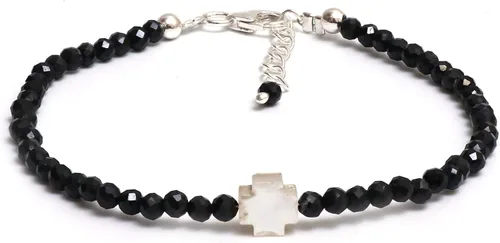 Pulsera de cruz con cuentas de piedras preciosas naturales, pulsera de perlas, pulseras de fe delicada, elegancia diaria, regalo para mamá, hija,