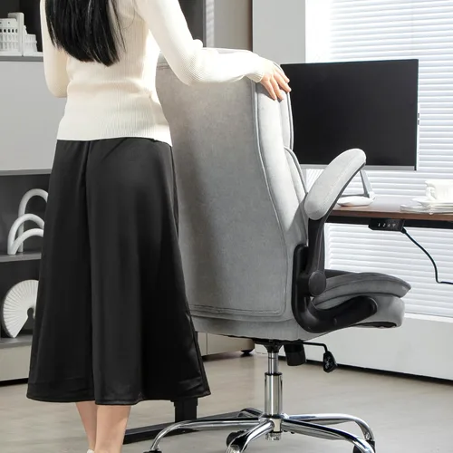 Miniatura 8 de HOMCOM Silla de oficina con respaldo alto, silla de escritorio ejecutiva con ruedas giratorias, reposabrazos abatible, altura ajustable, silla