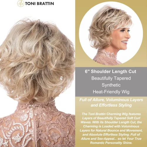 Miniatura 3 de Toni Brattin Encantadora peluca – Corte largo hasta el hombro con capas voluminosas y ondas de rizo suave cónicas – Fibra resistente al calor que se