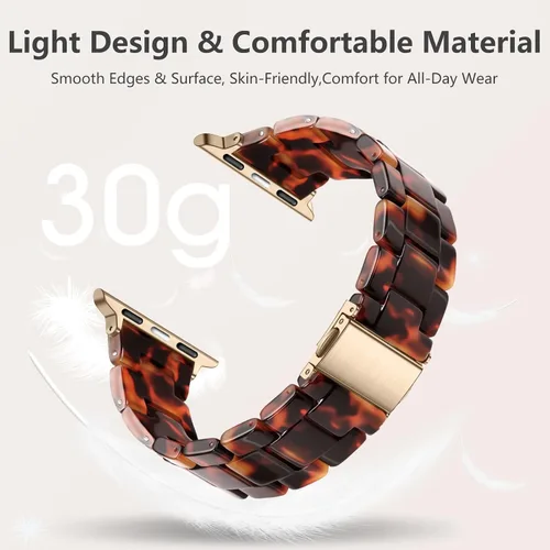 Miniatura 3 de Lerobo - Banda de resina compatible con Apple Watch Series 11/10/9/8/7 de 38mm 40mm 41mm 42mm 44mm 45mm 46mm 49mm, correa ligera de moda para iWatch