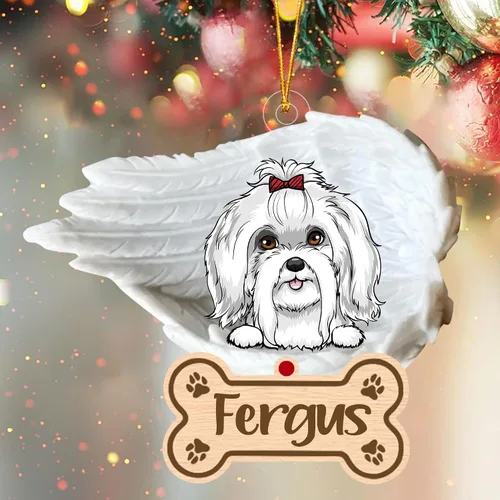 Miniatura 54 de Adorno de perro afgano de 1 ángel, adorno acrílico 2D personalizado conmemorativo para perros, regalo por pérdida de mascotas, regalo