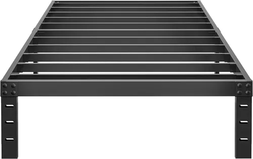 Miniatura 15 de ALDRICH Base de cama metálica de 18 pulgadas para cama individual - Plataforma básica de listones de acero negro, fácil de montar, resistente y sin