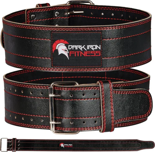 Miniatura 7 de Dark Iron Fitness Genuine Leather Weightlifting Belt, 4 Inch Wide for Men Women with Double Prong Buckle Reinforced Stitching, Powerlifting Deadlift
