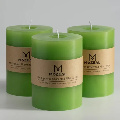 Miniatura 103 de MOZEAL Velas grandes sin perfume vertidas a mano de 3 x 8 pulgadas, sin humo, juego de 2, combustión lenta, sin goteo, aproximadamente 150 horas