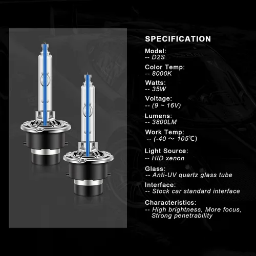 Miniatura 3 de WinPower D2S - Bombilla de xenón HID para faros delanteros, 8000 K, azul hielo, blanco, 35 W, base de metal de repuesto de haz alto y bajo, paquete