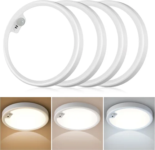 Miniatura 11 de Luces de armario recargables con sensor de movimiento, luz de techo a batería, luz inalámbrica con sensor de movimiento para interiores, luz