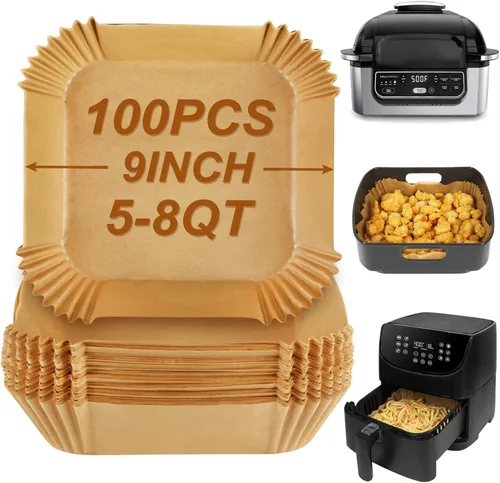 Miniatura 12 de BYKITCHEN Forros pequeños para freidora de aire de 1 a 3 cuartos de galón, hoja de papel pergamino mini freidora de aire de 5.5 pulgadas, compatible