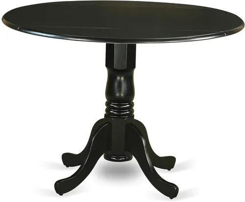 Miniatura 4 de East West Furniture DLFR5-BLK-02 - Juego de mesa de comedor moderno de 5 piezas, incluye una mesa redonda de madera con gotas y 4 sillas tapizadas