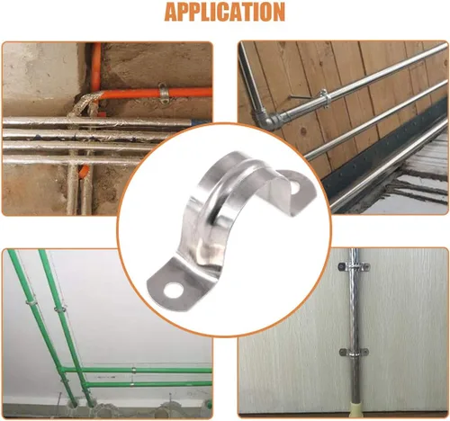 Miniatura 4 de Keadic 30 Uds M32 Dos Agujeros Correa U Soporte Tubo Correa Tensión Clips Acero Inoxidable Resistente Tubo Rígido Abrazadera