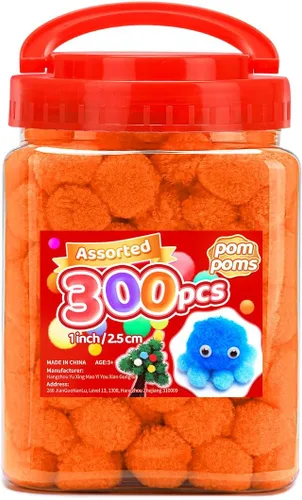 Miniatura 34 de Iooleem Pompones rosados – Tamaño surtido, 1200 piezas con ojos móviles, opciones de purpurina, perfectos para artes y manualidades