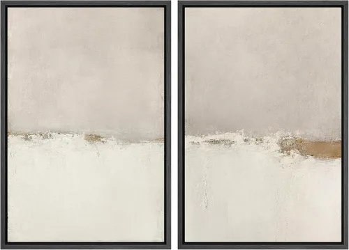 Miniatura 81 de SIGNWIN Lienzo enmarcado para pared, ilustraciones abstractas texturizadas en tonos beige terrosos, arte moderno, decorativo, contemporáneo