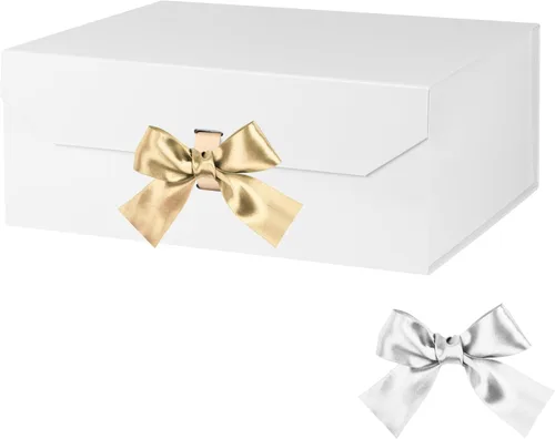 Miniatura 28 de GoooodGift Caja de regalo grande blanca de 13 x 11 x 5.3 pulgadas, caja de regalo con tapa cierre magnético, Navidad, cajas de regalo plegables