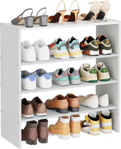 Miniatura 14 de X-cosrack - Organizador de zapatero de 2 niveles para armario, zapatero blanco expandible y ajustable, estantes de almacenamiento de zapatos
