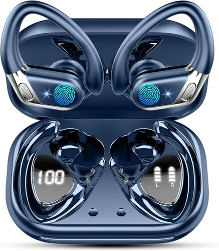 Auriculares inalámbricos, Bluetooth 5.4 deportivos, sonido de graves profundos 75H sobre auriculares con 4 micrófonos ENC con cancelación de ruido,