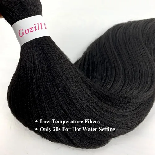 Miniatura 8 de Cabello trenzado preestirado, negro, hipoalergénico, preestirado, trenzado, sin nudos, sin picazón, suave