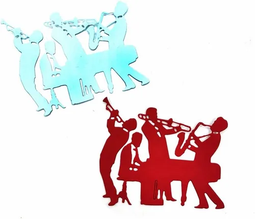 Miniatura 5 de Troqueles de corte de saxo de piano para banda de música, notas musicales, plantillas de metal en relieve, molde de plantilla para álbumes