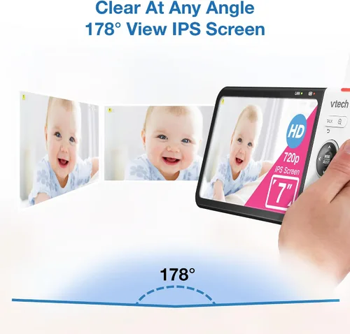 Miniatura 2 de VTech VM928-2HD - Monitor de bebé con pantalla HD de 720p de 5 pulgadas y 2 cámaras, vista de ángulo amplio de 110°, panorámica/inclinación/zoom
