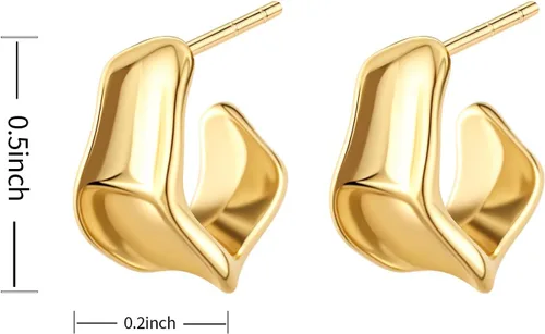 Miniatura 17 de Aretes de aro gruesos de oro para mujer, chapados en oro de 14 quilates y plata, aretes geométricos, aretes colgantes de nudo de moda