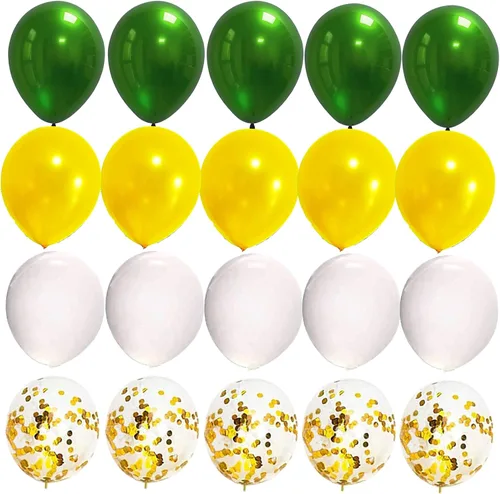 Miniatura 5 de Decoraciones de fiesta de graduación verde amarillo 2026/decoraciones de graduación verde amarillo / globos verdes dorados de 20 piezas