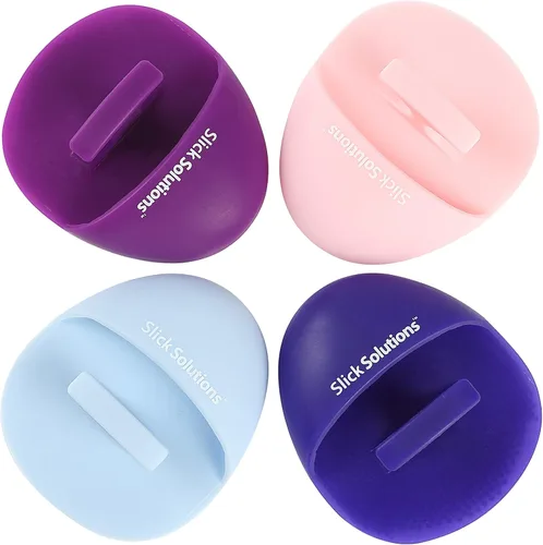 Slick- Cepillo de limpieza facial de silicona, paquete de 4, exfoliante facial de silicona Rosa\púrpura\azul