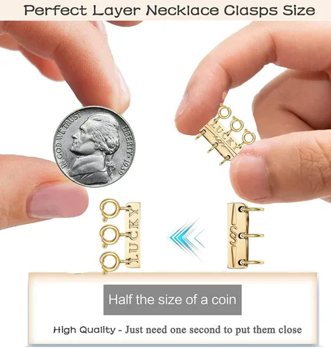 Miniatura 3 de kcctoo Collar con cierre de capas para mujer, separadores de joyería de oro de 18 quilates y plata, cierre magnético de collar múltiple para mujer