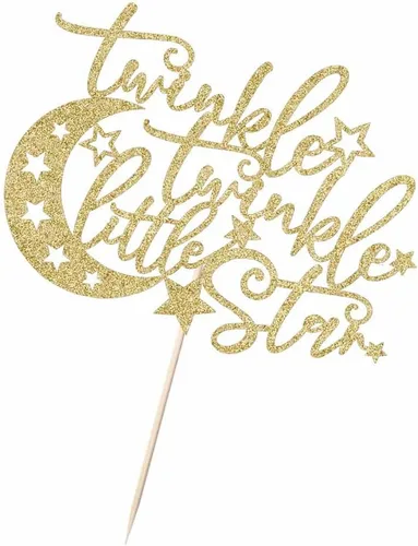 Miniatura 5 de Decoración para tartas Twinkle Little Star, bonita decoración temática de estrellas y luna, ideal para baby showers, decoraciones de fiesta
