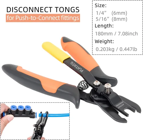 Miniatura 6 de PLATATO Accesorios de empuje para conectar Desconexión Pinza Herramienta para quitar accesorios neumáticos de empuje de 1/4”, 5/16” (6mm, 8mm)