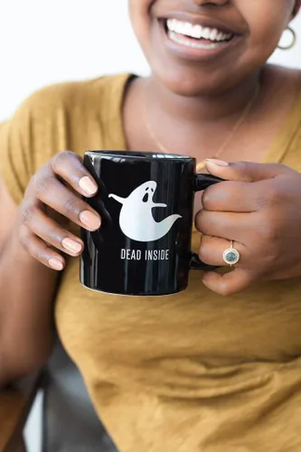 Miniatura 4 de Pearhead - Dead Inside Ghost, Taza de café de regalo incandescente de Halloween, accesorios de otoño para el hogar Dećor, 13 onzas